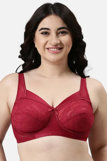 Buy Enamor Double Layered Non-Wired High Coverage Super Support Bra - Masai