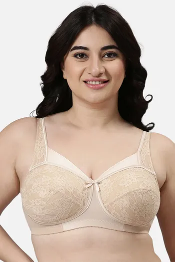 Buy Enamor Double Layered Non-Wired High Coverage Super Support Bra - Paleskin