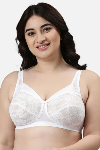 Buy Enamor Double Layered Non-Wired High Coverage Super Support Bra - White