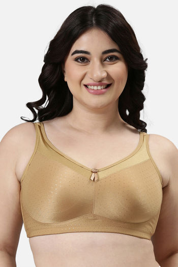 Buy Enamor Lightly Lined Non-Wired Full Coverage Super Support Bra - Buff  at Rs.1199 online