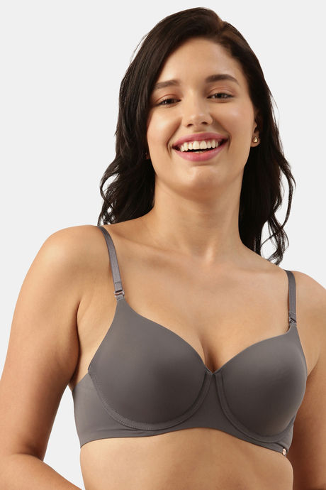 Buy Enamor Lightly Padded Wired Satin Smooth High Coverage T-Shirt Bra-  Black at Rs.995 online