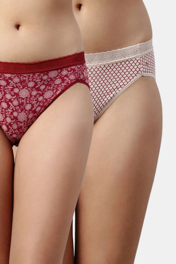 Buy Enamor High Rise Full Coverage Hipster Panty (Pack of 2) - Multicolorprint