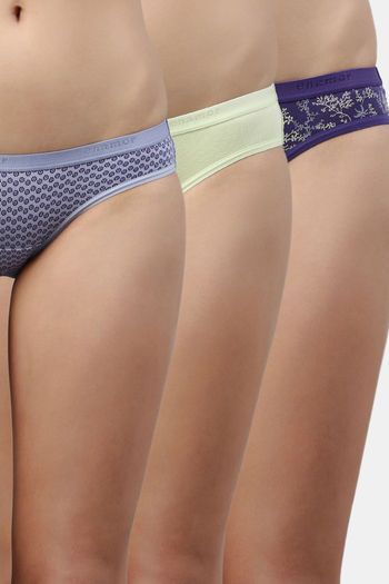 Buy Enamor Low Rise Full Coverage Bikini Panty (Pack of 3) - Assorted