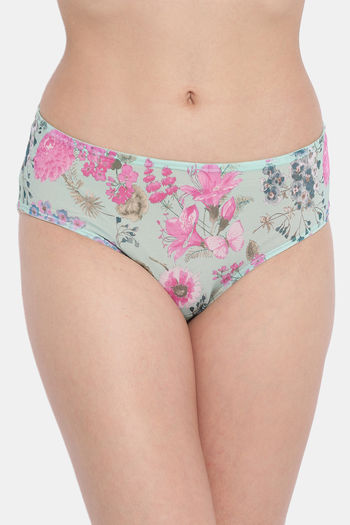Buy Enamor Medium Rise Three-Fourth Coverage Hipster Panty - Mint Floral