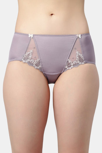 Buy Enamor Medium Rise Three-Fourth Coverage Hipster Panty - Silver Lilac