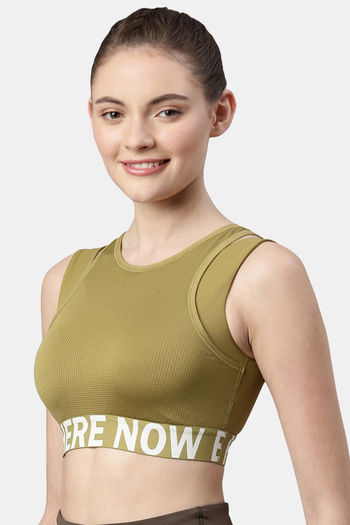 Enamor High Impact Anti Microbial Removable Padding Sports Bra - Thai Green