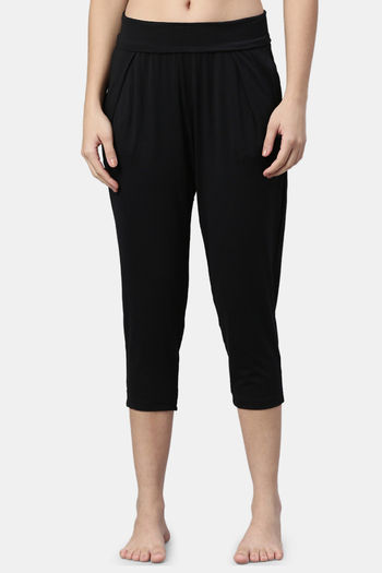 Buy Enamor Relaxed Anti Microbial Mid Rise Track Pant - Jet Black