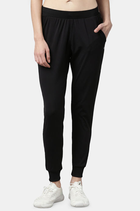 enamor relaxed anti microbial mid rise track pant jet black 1