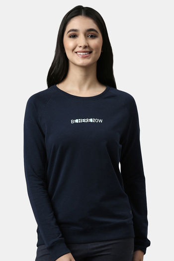 Buy Enamor Relaxed Sweatshirt - Navy Be Here Now Graphic