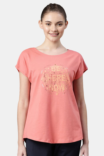Buy Enamor Anti Microbial Relaxed Top - Bubble Pink Be Here Graphic