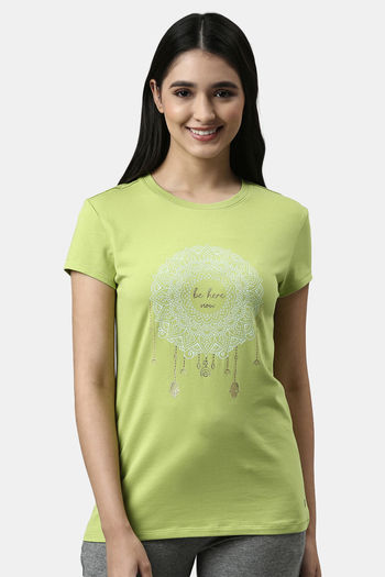 Buy Enamor Relaxed Top - Green Pea Be Here Now Graphic