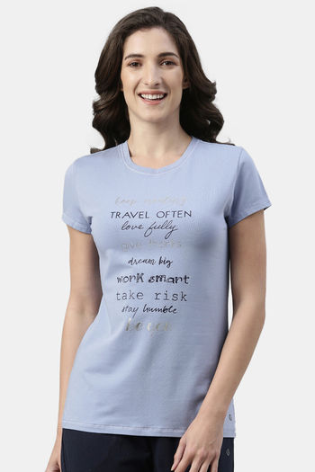 Buy Enamor Relaxed Top - Powder Blue Be You Graphic