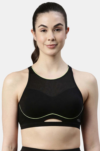 Zivame Zelocity High Impact Front Opening Sports Bra-Anthracite - Black