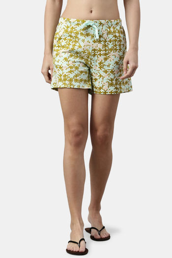 Buy Enamor Cotton Shorts - Puzzle Aop Mustard Combo
