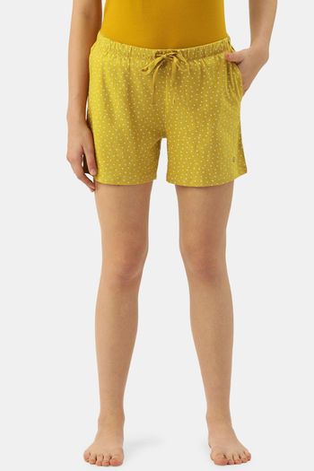 Buy Enamor Cotton Shorts - Square Ditsy Mustard Combo