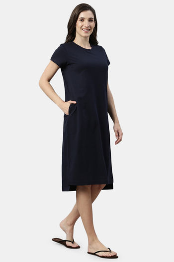 Buy Enamor Cotton Loungewear Dress - Navy Love
