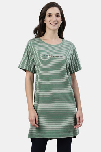 Buy Enamor Polyester Cotton Loungewear Dress - Fern Green Strshine
