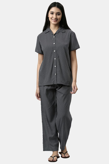 Buy Enamor Modal Loungewear Set - Black Geo Aop at Rs.2299 online