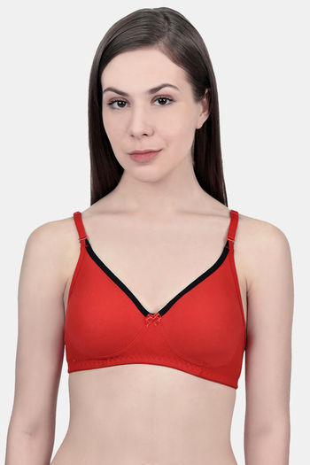 Buy Innocence Double Layered Non-Wired Full Coverage T-Shirt Bra - Red at  Rs.296 online