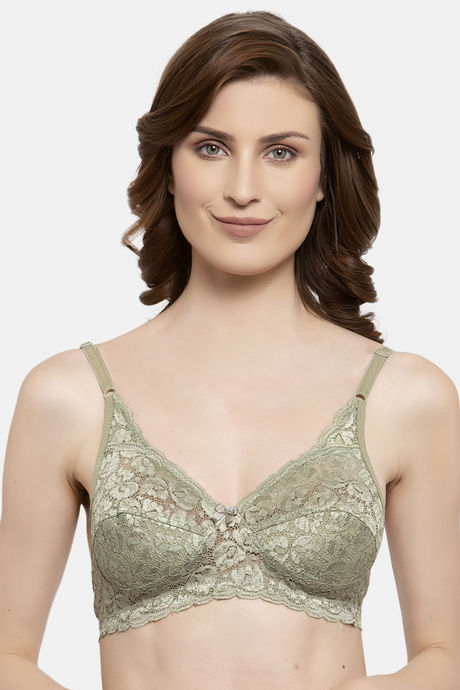 Buy Zivame Floral Lace Non Padded Balconette Bra- Green at Rs.845