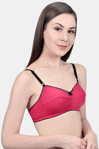 Buy Rosaline Everyday Single Layered Non Wired 3/4th Coverage Lace Bra -  Tango Red at Rs.315 online