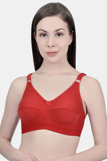 Innocence Single Layered Non-Wired Full Coverage Minimiser Bra - Red