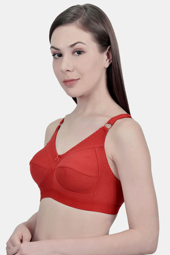 Buy Zivame Beautiful Basics Single Layered Non Wired Full Coverage  Minimiser Bra - Mineral Red Online
