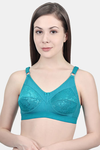 Full Coverage Sheer Lace Underwire Plus Size Bra Green