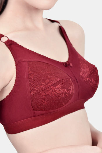 Buy Innocence Double Layered Non-Wired Full Coverage Minimiser Bra - Maroon  at Rs.300 online