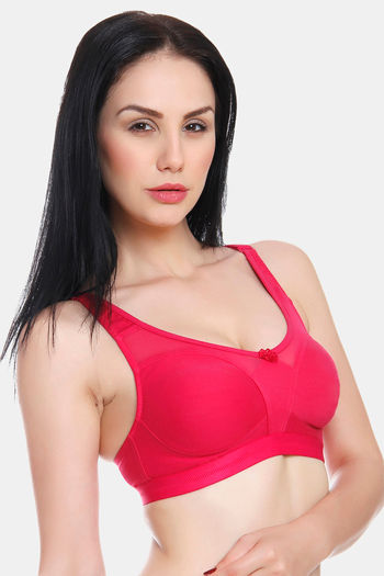 Buy Innocence Double Layered Non-Wired Full Coverage Minimiser Bra -  Fuschia at Rs.392 online