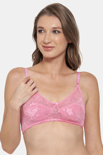 Buy Innocence Single Layered Non-Wired Full Coverage Lace Bra - Pink at  Rs.302 online