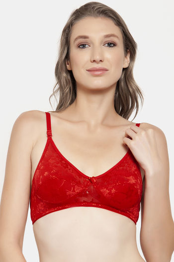 Buy Innocence Single Layered Non-Wired Full Coverage Lace Bra - Red at Rs.302  online