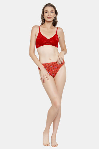 Buy Innocence Single Layered Non-Wired Full Coverage Lace Bra - Red at Rs.302  online
