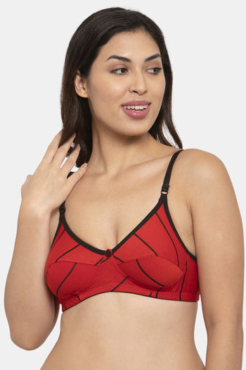 Buy Innocence Women's Lace Non padded Non Wired Bridal Bra-Red for