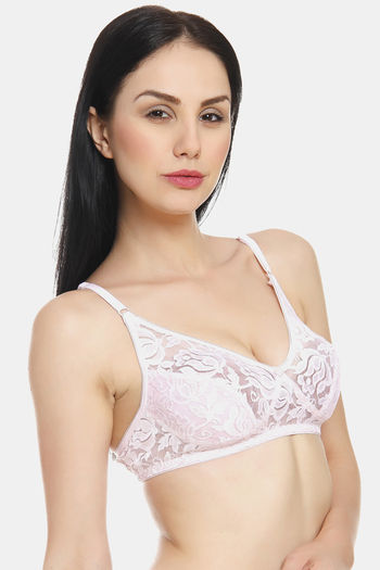 Buy Innocence Single Layered Non-Wired Full Coverage Lace Bra - Pink at Rs.308  online