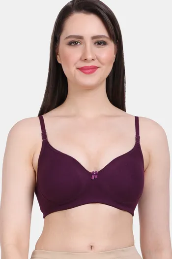 Buy Vanila Single Layered Non-Wired Full Coverage T-Shirt Bra - Purple at  Rs.799 online