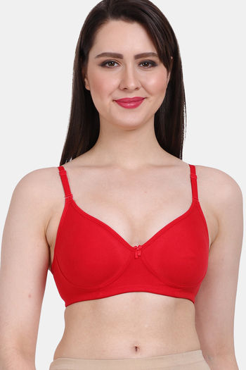 Buy Vanila Double Layered Non-Wired Full Coverage T-Shirt Bra - Peach at  Rs.799 online