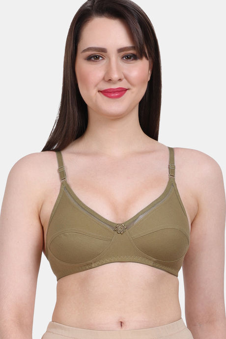 Vanila Single Layered Non-Wired Full Coverage Sag Lift Bra - Green