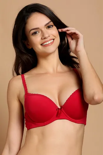 Buy Zivame Push Up Wired Low Coverage Bra-Red at Rs.995 online