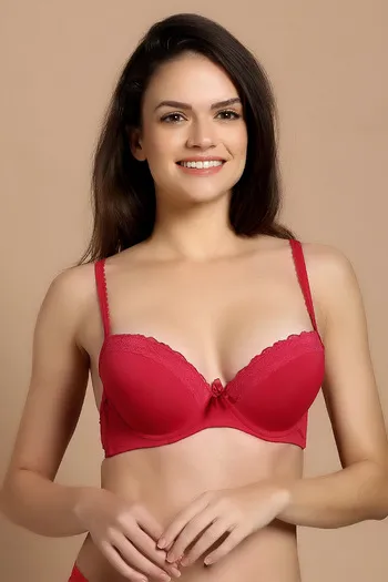 Buy Zivame Padded Wired Low Coverage Bra-Red at Rs.348 online