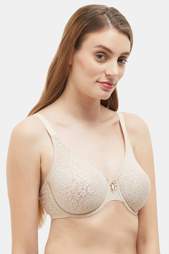 Buy Wacoal Single Layered Wired Full Coverage Lace Bra - Naturally Nude at  Rs.2249 online