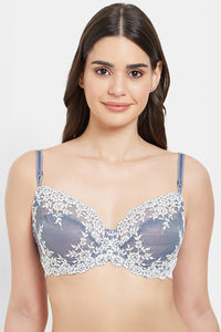 Buy Wacoal Single Layered Wired 3/4Th Coverage Lace Bra - Blue
