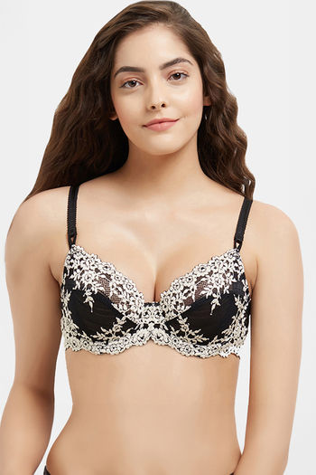 Buy Wacoal Single Layered Wired 3/4Th Coverage Lace Bra - Black