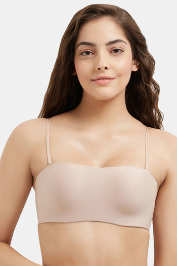 Buy SOIE- Beige medium coverage padded wired strapless bra with