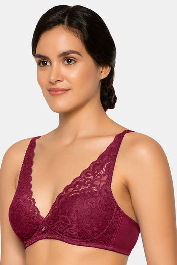 Buy Wacoal Padded Wired Medium Coverage Lace Bra - Orange at Rs