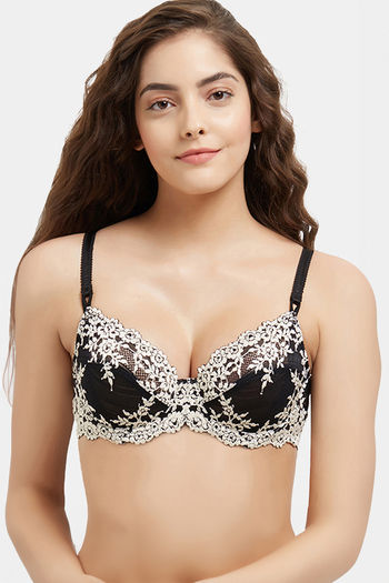 Buy Wacoal Single Layered Wired 3/4Th Coverage Lace Bra - Black at