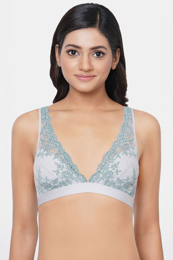 Buy Wacoal Single Layered Non Wired 3/4Th Coverage Lace Bra - Blue