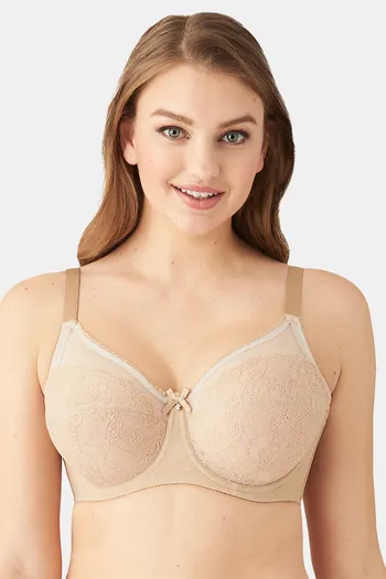 Buy Wacoal Single Layered Wired Full Coverage Lace Bra - Brown