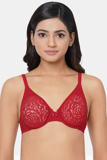 Buy Halo Lace Non Padded Wired Half Cup Lace Everyday Comfort Bra - Beige  Online