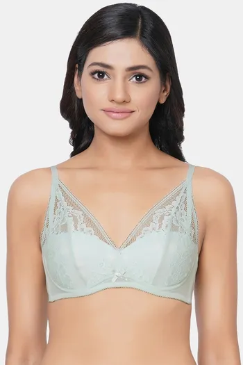 Buy Wacoal Lightly Padded Non Wired Medium Coverage Lace Bra - Mint Green